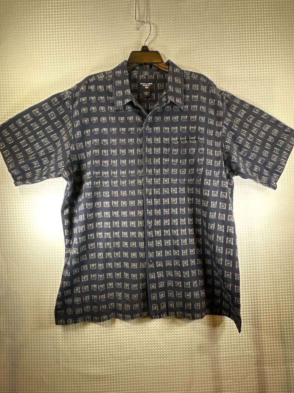 Vintage Ralph Lauren Jeans Co. Navy Geometric Print Button-Down Shirt Size L